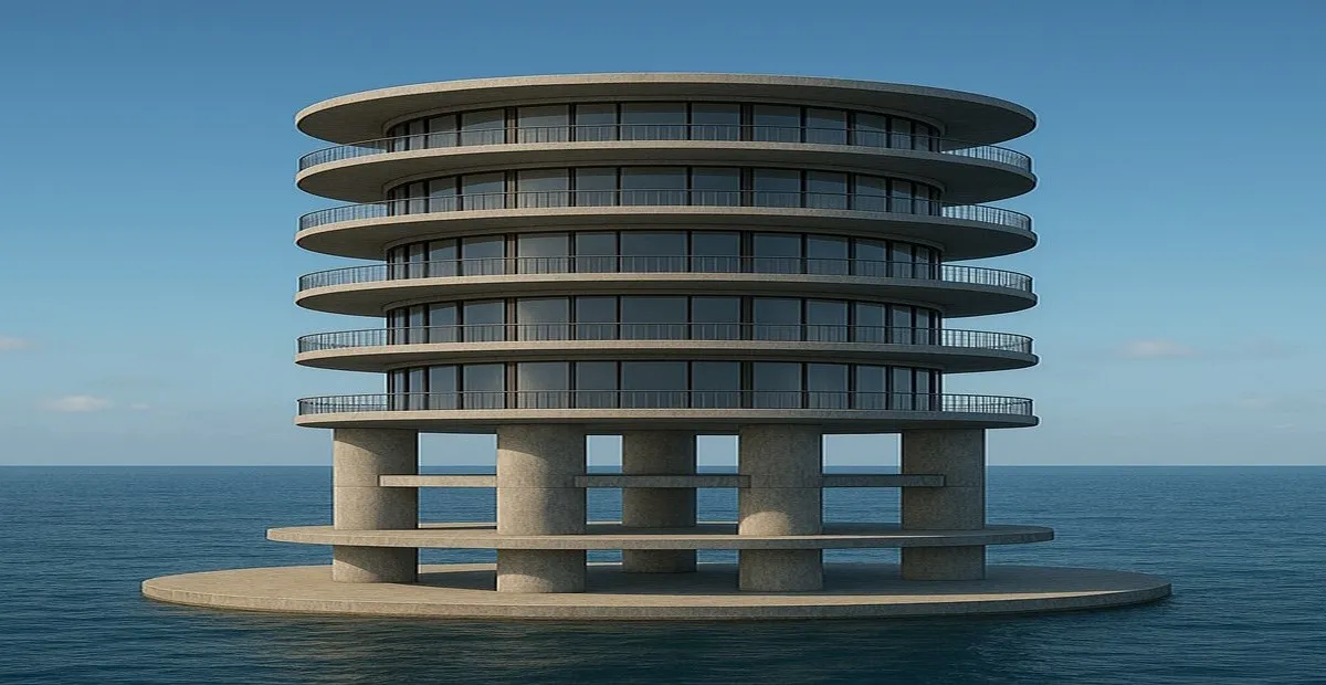 Rendering: Plattform mit Betonpfeilern